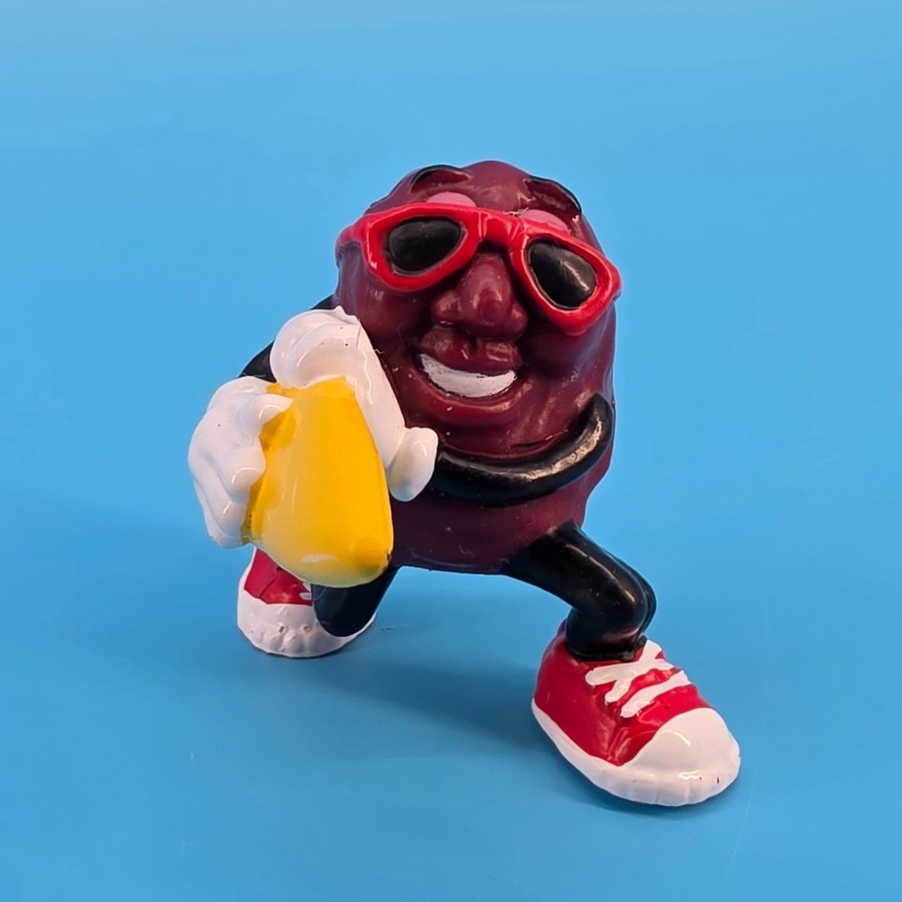 Vintage 1988 California Raisins Surfer PVC Figure Yellow Surfboard Applause 2"